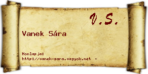 Vanek Sára névjegykártya
