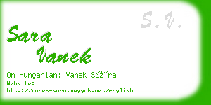 sara vanek business card